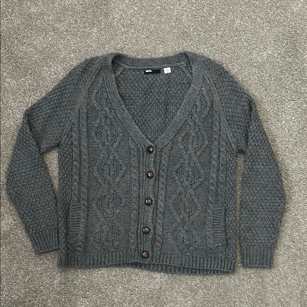 BDG Gray Cable Knit Cardigan